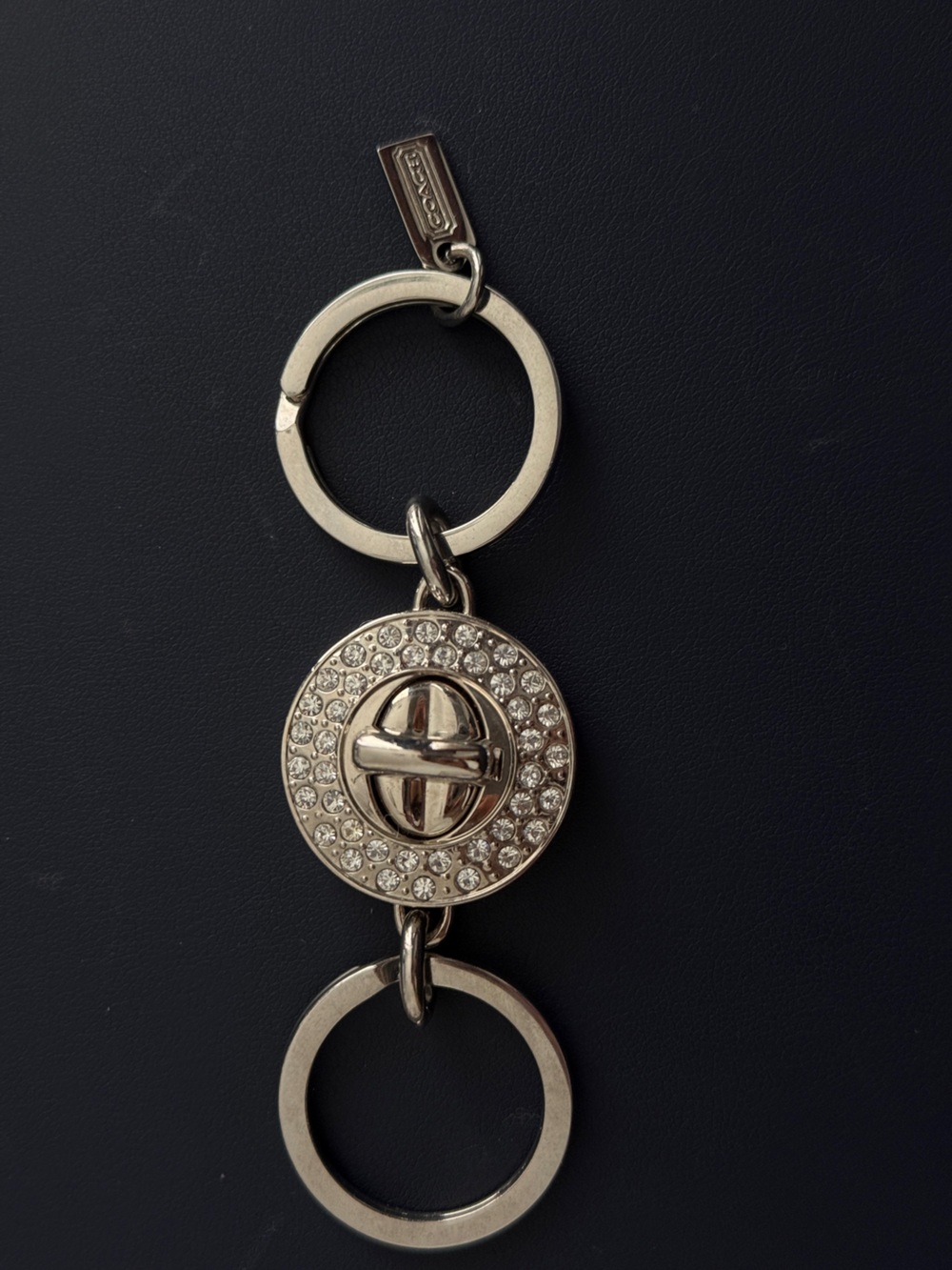Coach rhinestone turn lock key fob NWOT